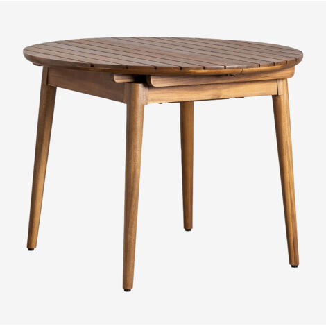 Sklum – Table de jardin extensible 100-135x100 cm – Bois d'acacia verni – 4 à 6 places – Pieds réglables pour stabilité – Pour terrasse ou véranda (1/5)