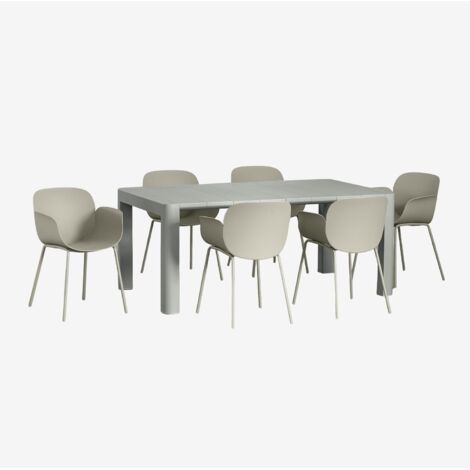 Ensemble table rectangulaire (180x100 cm) Arnadine et 6 chaises de jardin Lynette SKLUM Vert Kaki (1/5)