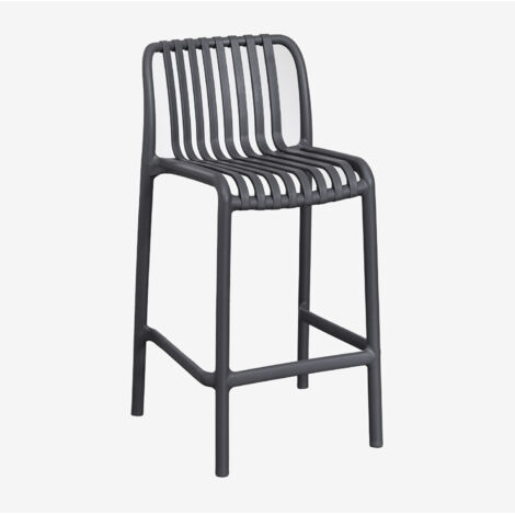 Tabouret de bar empilable en polypropylène Wendell SKLUM Gris Graphite ↑65 cm