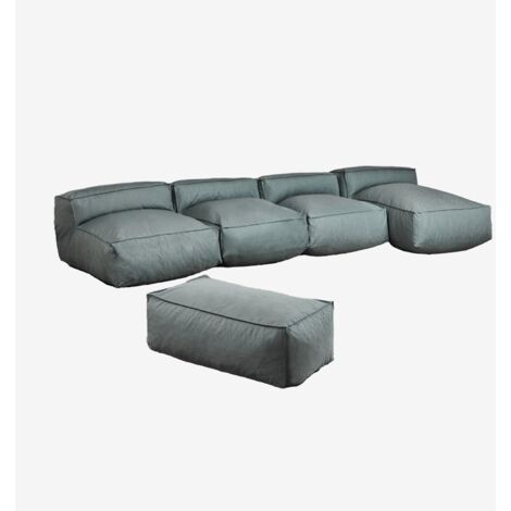 Canapé modulable 4 pièces avec méridienne et pouf pour jardin Dojans SKLUM Vert Éter (1/5)