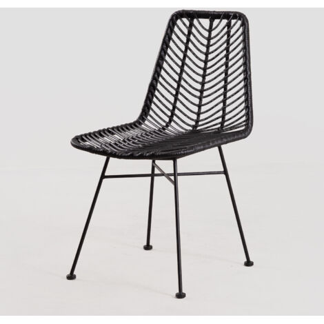 Lot de 2 chaises de salle à manger en rotin synthétique Gouda Colors SKLUM Noir (1/5)