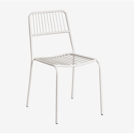 Pack de 4 chaises de salle à manger empilables en acier Elton SKLUM Blanc Gardenia (1/5)
