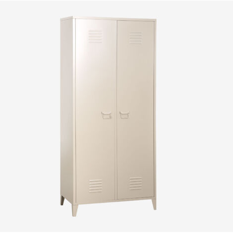 Sklum – Armoire vestiaire 2 portes en acier – Dimensions 180x80x46cm – Étagères larges et barre de suspension – Pour rangement bureau et maison (1/5)