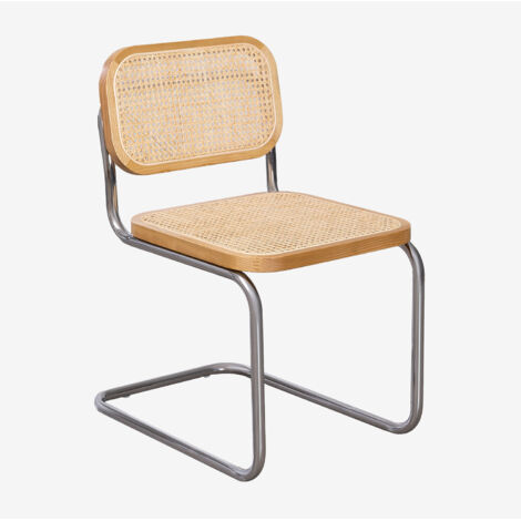 Pack de 2 chaises de salle à manger en rotin Tento SKLUM Gris Chromé (1/5)