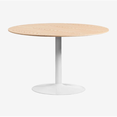 Table de salle à manger ronde en MDF et fer Yvetta SKLUM Marron Chêne Ø120 cm