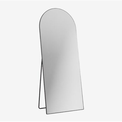 Miroir Chambre Miroir Sur Pied DRW - Forme Ondulée Bois Et Velours