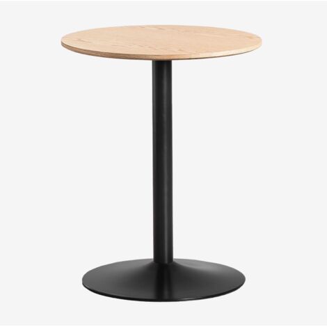 Table de salle à manger ronde en MDF et fer Yvetta SKLUM Marron Chêne Ø60 cm