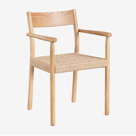 Pack de 4 chaises de salle à manger en bois de chêne et corde tressée Mara SKLUM (1/5)