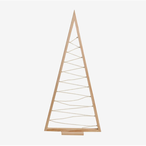 Sklum – Arbre de Noël en bois de pin 100 cm – Lumières LED couleur chaude – Design minimaliste – Protection IP44 – Largeur 45 cm (1/5)