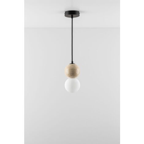 Plafonnier boule de cristal en travertin Davise SKLUM Noir