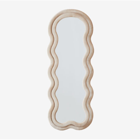 Sklum – Miroir mural 60x160 cm tapissé – Verre flotté 4 mm – Rembourrage en mousse pour effet volumineux – 2 crochets de suspension inclus