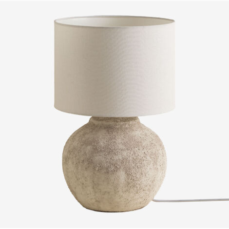 Sklum – Lampe à poser Aloia en lin et terre cuite – Hauteur 44 cm – Douille E27 – Puissance max 40W – Éclairage doux pour salon et chambre (1/5)