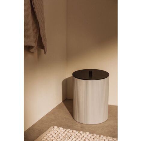 Poubelle avec couvercle en ABS et bambou Ozene SKLUM Beige Crème