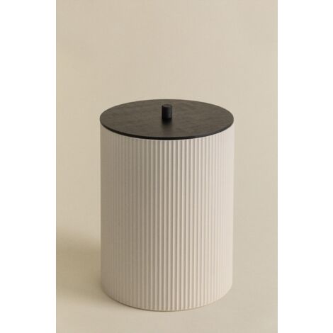 Poubelle avec couvercle en ABS et bambou Ozene SKLUM Beige Crème
