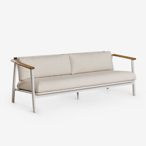 Canapé de jardin 3 places Yervin en aluminium et tissu bouclé SKLUM