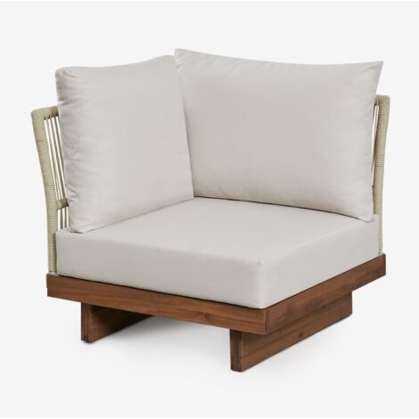 Module d'angle pour canapé modulaire de jardin en bois d'acacia et corde tressée Dailin SKLUM (1/5)