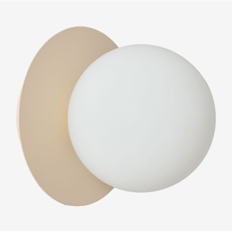Applique de salle de bain en fer et verre Anine SKLUM Tapioca Beige Ø15 cm