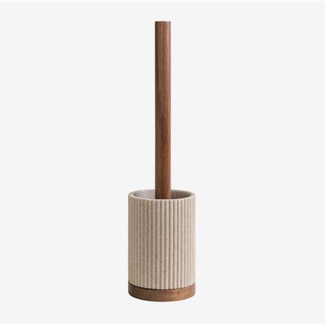 Sklum – Brosse WC en polyrésine et bois d'acacia – Design raffiné beige nude – Dimensions 37x19,5cm – Accessoire élégant salle de bain (1/5)