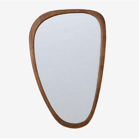 Sklum – Miroir mural en chêne 50 x 80 cm – Verre flotté 4 mm – Design organique inspiré des flaques d'eau – Cadre en bois durable (1/5)