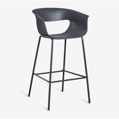 Lot de 4 tabourets hauts de jardin en polypropylène et fer Alanys SKLUM Gris Graphite ↑75 cm (1/5)