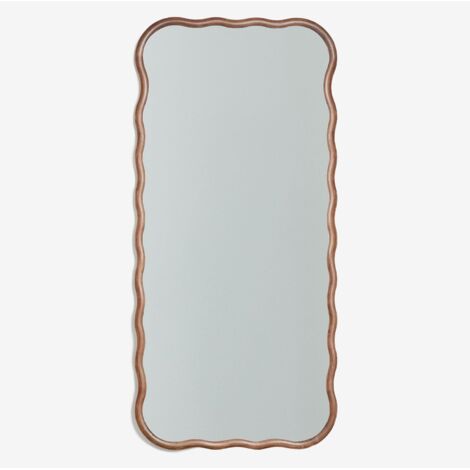 Sklum – Miroir mural en chêne 95 x 200 cm – Forme rectangulaire – Verre flotté 4 mm – Finition ondulée élégante
