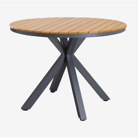 Table de jardin ronde en aluminium et bois d'eucalyptus Archer SKLUM Gris Graphite Ø100 cm