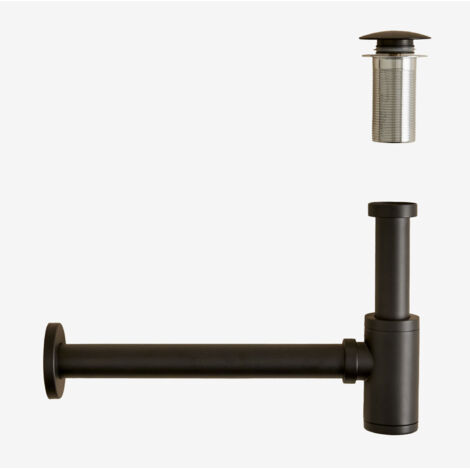 Ensemble de siphon d'évier et robinet de vidange Bibur en inox pour évier Orveta type Click-Clack SKLUM Noir Mate (1/5)