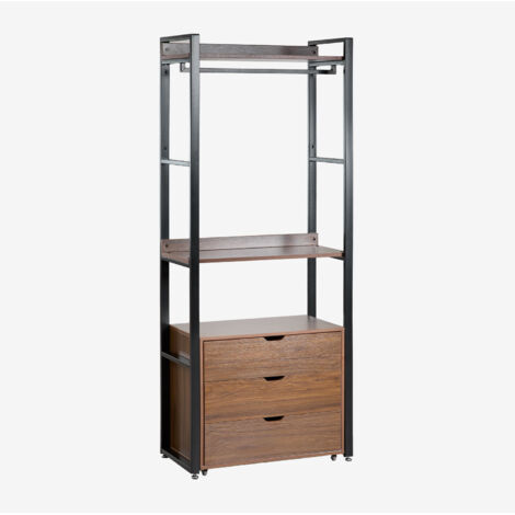 Armoire Ouverte avec Tiroirs en Acier et Bois Ariaster SKLUM Noir