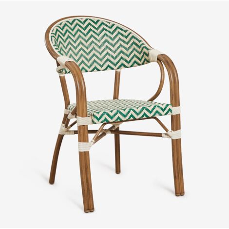 Lot de 4 chaises de salle à manger empilables en aluminium Brielle Bistro avec accoudoirs SKLUM Vert Choux - Blanc Gardenia (1/5)