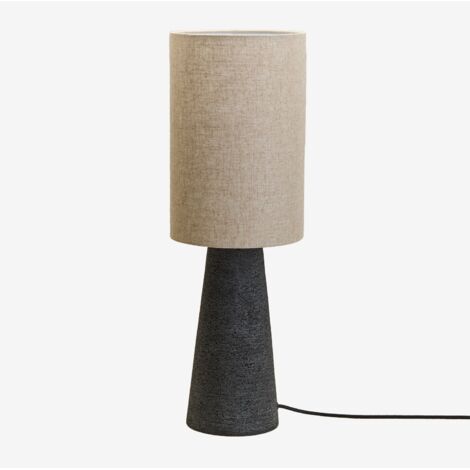 Lampe de table en lin et fibre de verre Loana SKLUM Noir (1/5)