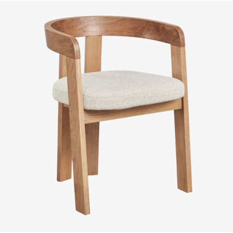 Sklum – Pack de 2 chaises de salle à manger – Accoudoirs courbés – Rembourrées en tissu polyester – Structure en bois de chêne – Dimensions 72cm x 54cm x 52cm