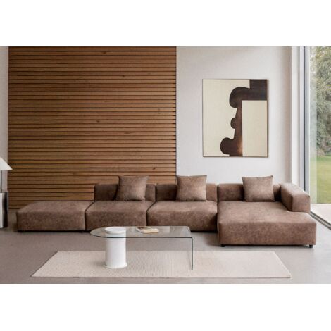 Canapé D'angle Droit Paris Prix Beverly - Microfibre Marron - 3 Places Avec Méridienne