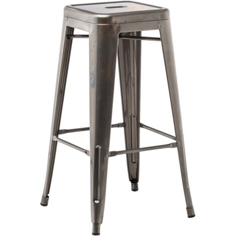 Pack de 4 tabourets hauts empilables en acier Lix SKLUM Gris brossé ↑75 cm (1/5)