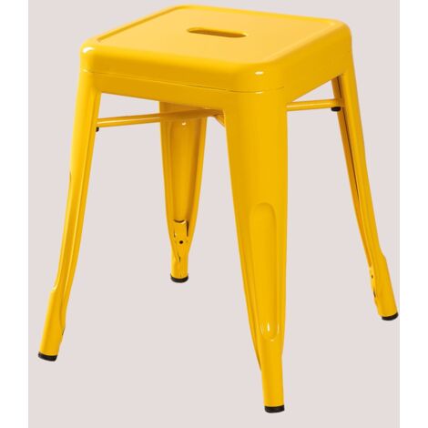 Pack de 4 tabourets bas 45 cm empilables en acier Lix SKLUM Jaune Freesia (1/5)