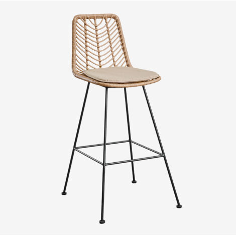 Lot de 4 tabourets hauts en rotin synthétique Gouda Natural SKLUM NATUREL ↑75 cm (1/5)