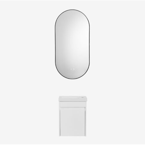 Meuble De Salle De Bain Suspendu En Bois D'acacia Avec Simple Vasque Et Miroir 90 Cm Penebel 85413652