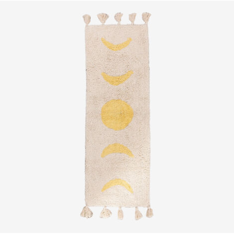 Sklum – Tapis de bain en coton 133x41 cm – Couleur beige crème – Antidérapant pour sécurité – Lavable à 30º pour entretien facile