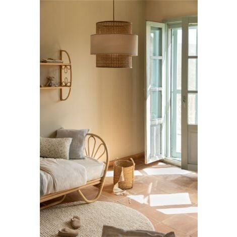 Plafonnier en rotin Satu SKLUM Beige Lin
