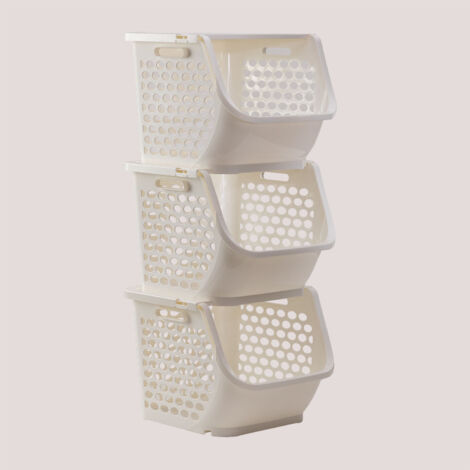 Sklum – Lot de 3 paniers de rangement 72x29,5cm en polypropylène – Résistants pour cuisine et garde-manger – Organisation optimale