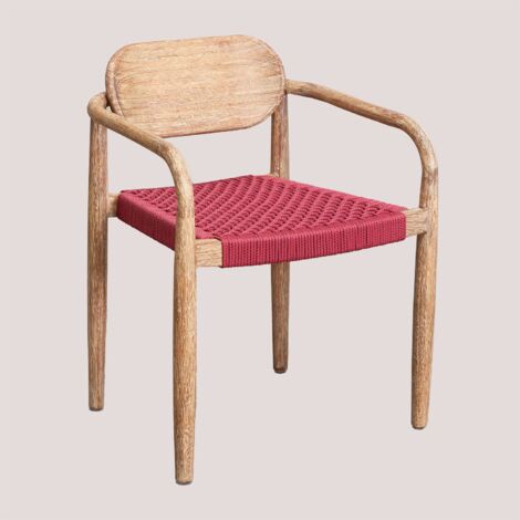 Chaise de salle à manger avec accoudoirs en bois Naele SKLUM Prune Rose