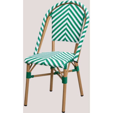 Chaises blanches design ajourées pieds en bois x4 - MANDY