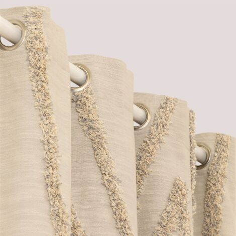Sklum – Rideau de porte en coton 140 x 260 cm – Gris glacial – Œillets métalliques – Style bohème et naturel