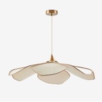 Sklum – Suspension de plafond Benavid Ø75 cm – Plafonnier de salle de bain – Abat-jour en fibres naturelles – Protection IP20
