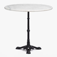 Sklum – Table de bar en marbre 72 cm – Pied vintage en fer – Base croisée pour stabilité – Usage intérieur et extérieur