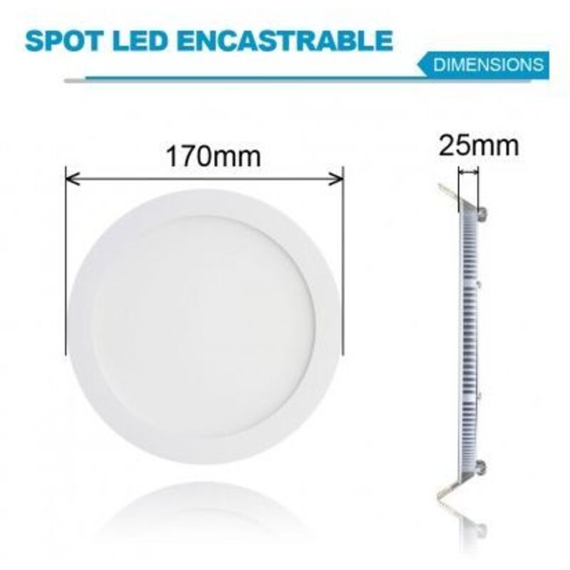 Lot De 5 Spots Encastrable LED Downlight Panel Extra-Plat 12W Blanc Neutre 4500k 7141143764299