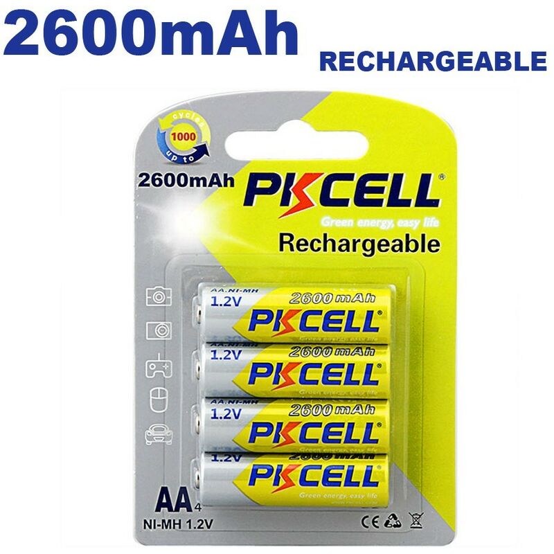 4 Piles rechargeables AA - haute capacité 2600mAh