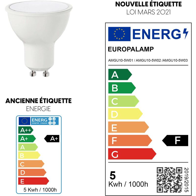 Ampoule LED GU10 blanc froid 5W 450 lm verre mat