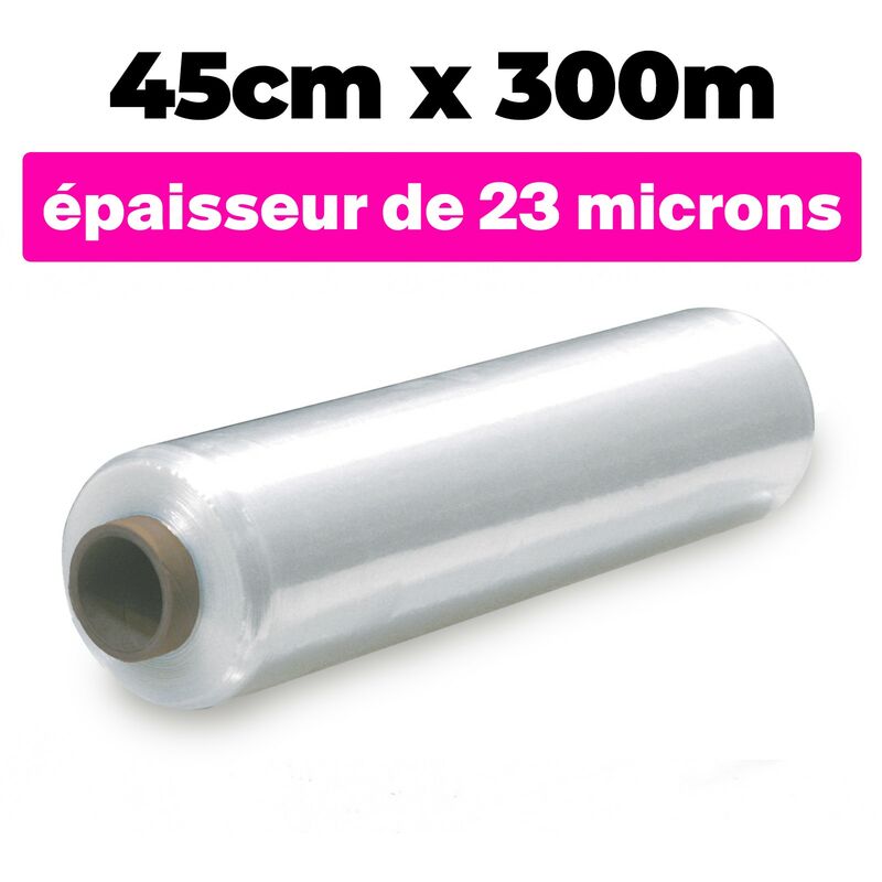 Film étirable TRANSPARENT polyéthylène - 17 microns - 0.45 x 300 m