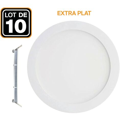 10 Spot Encastrable LED 15W Rond Extra-Plat Blanc Neutre 4500K