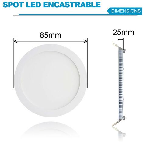 Spot Encastrable LED Rond Extra-Plat 3W - Blanc Neutre 4500K